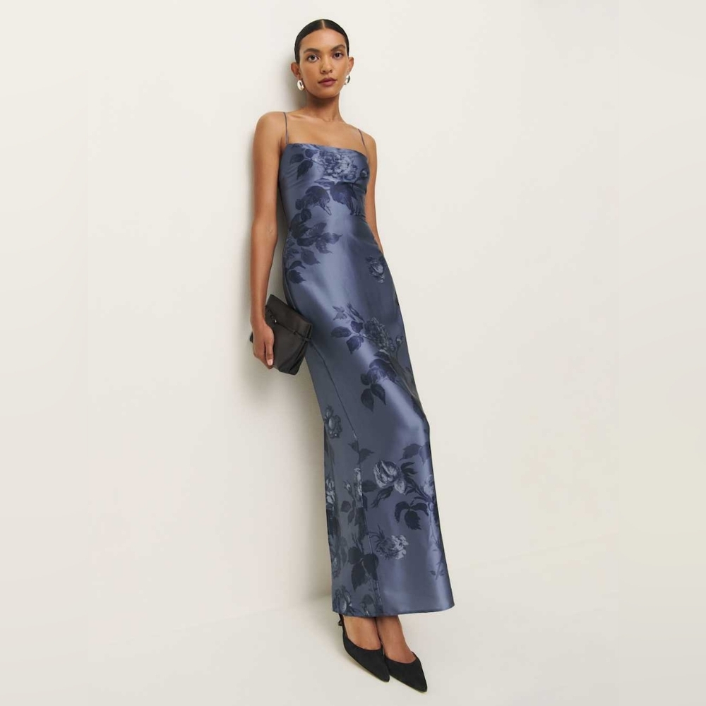 Reformation Frankie Silk Dress Blue - Size 8